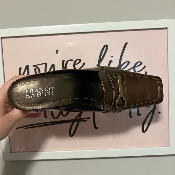 Franco Sarto Vintage Metallic Bronze Gold Leather 3 in Kitten Heel Women’s 7.5 - Picture 6 of 8